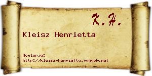 Kleisz Henrietta névjegykártya